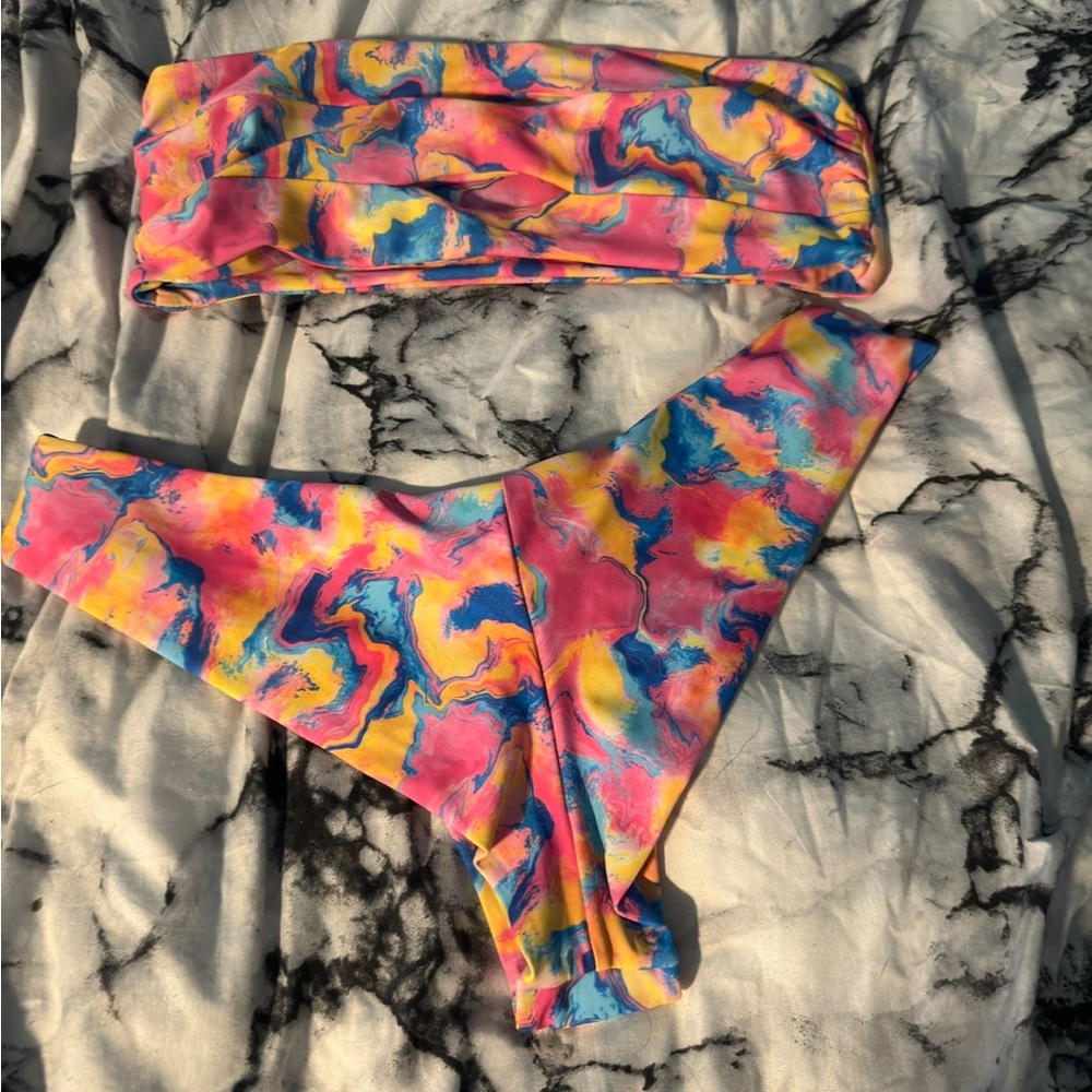 Moana Bikini in Vibrant Pink and Blue Shaved Ice Top
